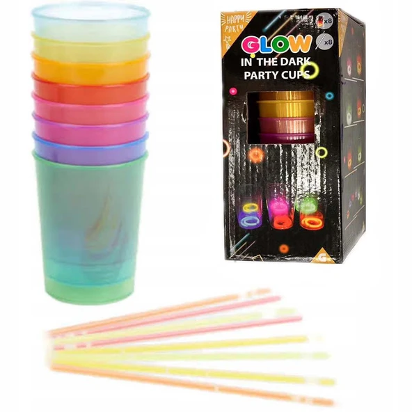 Karanlıkta Yanan Mega Glow Bardaklar 8 Adet - Resim 5