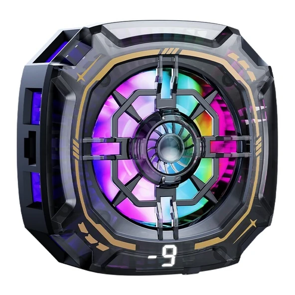 HADRON HDX4381 Manyetik Klipsli Telefon Soğutucu Fan RGB Led Siyah ürün görseli 1