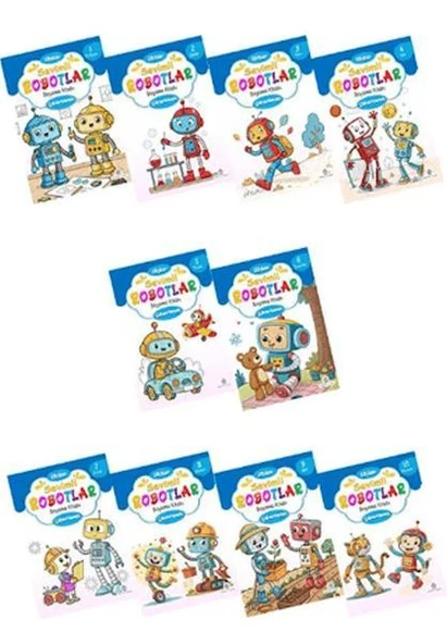 Sevimli Robotlar Boyoma Kitabı Çıkartmalı (10 Set) ürün görseli 1