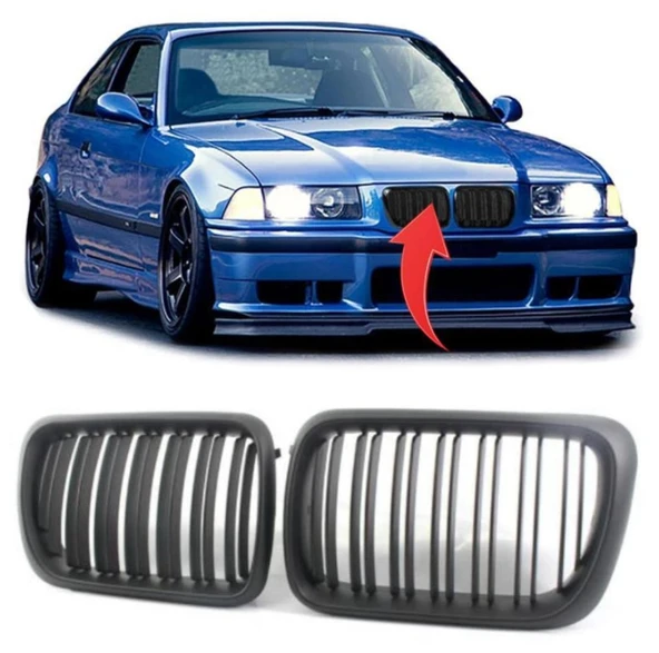 Bmw E36 1997-1999 Ön Panjur Set Mat Siyah 51138195151/152 ürün görseli 1