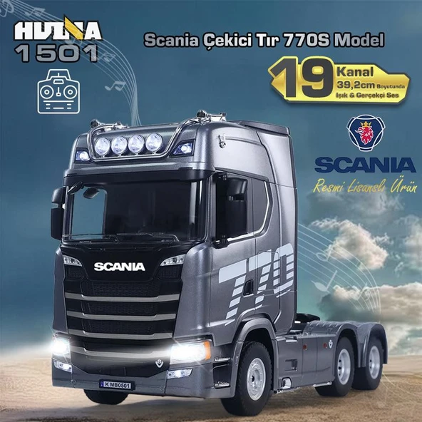 RC Şantiye HUINA 1501 770S 1/18 19CH Scania RC Tır Çekicisi Kırmızı ürün görseli 1