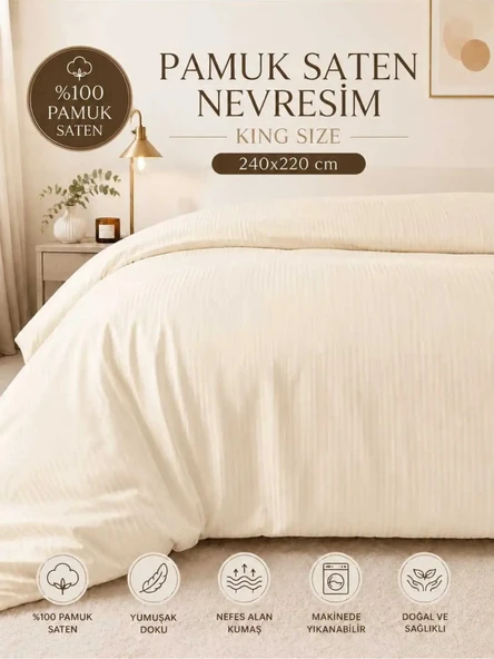 English Home %100 Pamuk Saten King Size Nevresim 240 x 220 Yumuşak Dokulu ürün görseli 1