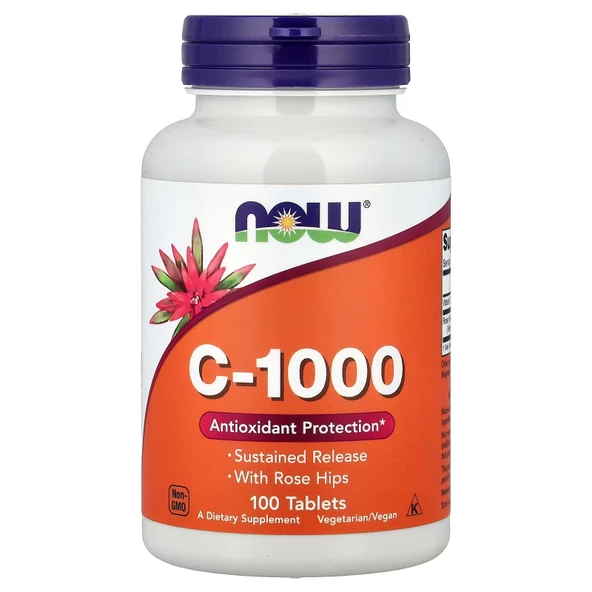 NOW Foods Vitamin C-1000 with Rose Hips 100 Tablet ürün görseli 1