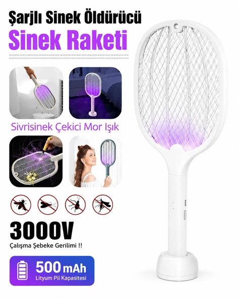 STANDLI ASMA DELİKLİ SİVRİSİNEK SİNEK HAŞERE BÖCEK ÖLDÜRÜCÜ LED IŞIKLI GECE LAMBASI ŞARJLI ELEKTİRİKLİ SİNEK ÖLDÜRÜCÜ HAŞERE ÖLDÜRÜCÜ ürün görseli 1
