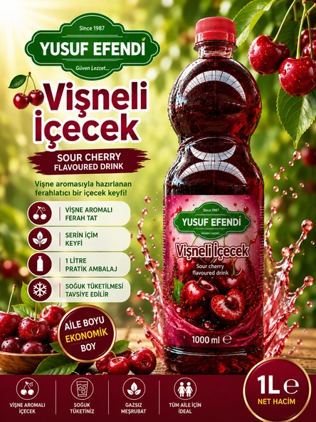 Yusuf Efendi VİŞNE 1 L – Ferahlatıcı VİŞNE Aromalı Gazsız İçecek ürün görseli 1