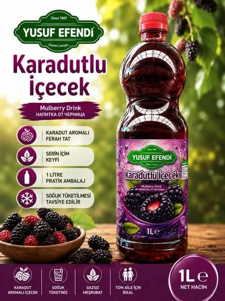 Yusuf Efendi KARADUT 1L – Ferahlatıcı KARADUT Aromalı Gazsız İçecek ürün görseli 1