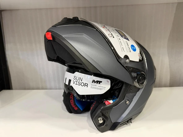 KASK MT ATOM 2 A2 PURE MAT GREY ÇENE AÇILIR - Resim 3