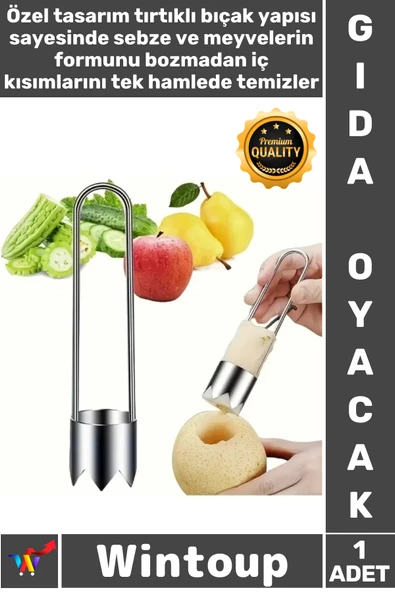 #Oyacak Ergonomik Tırtıklı Bıçak Pratik Mutfak Aparatı Çıkarıcı Paslanmaz Çelik Sebze Meyve Oyacağı ürün görseli 1