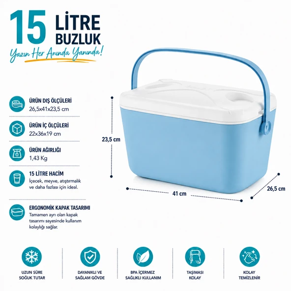 Kale Termos 15 LT BUZZY BUZLUK TERMOS (1177 COOLER BOX) - Resim 2
