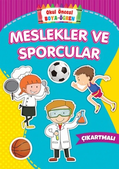 Okul Öncesi Boya-Öğren - Meslekler ve Sporcular - Çıkartmalı ürün görseli 1