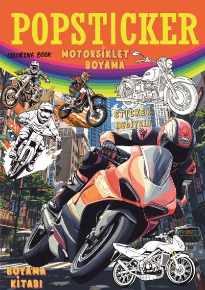 Motorsiklet Boyama Kitabı Popsticker ürün görseli 1
