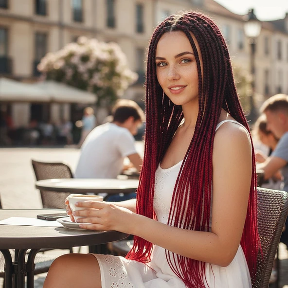 Afrika Örgüsü Ve Rasta İçin Sentetik Ombreli / Siyah / Kızıl ürün görseli 1