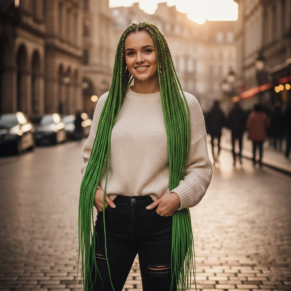 Afrika Örgüsü Ve Rasta İçin Sentetik / Yeşil ürün görseli 1