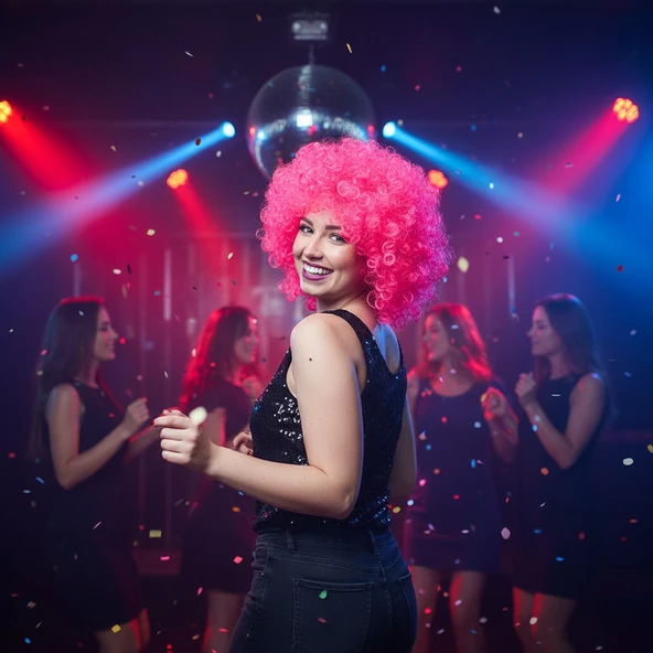 Animasyon Parti Ve Palyaço Peruğu / Neon Pembe ürün görseli 1