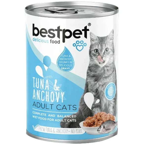 Bestpet Gravy Tuna Anchovy Parça Ton ve Hamsili Kedi Konservesi 400 Gr x 24 ADET ürün görseli 1