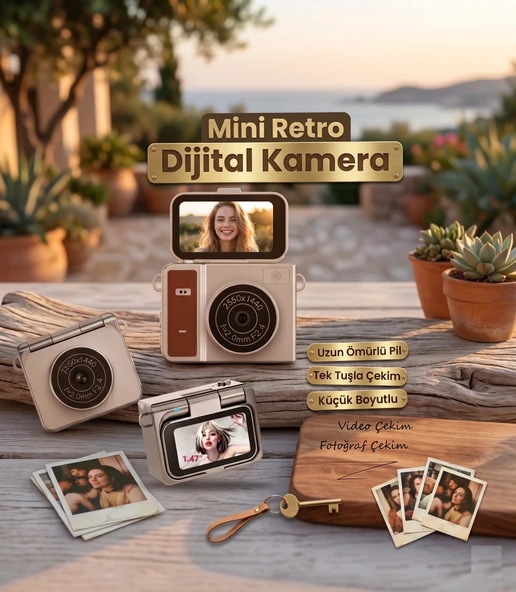 Mini Dijital Kamera 2K Flip Ekranlı Selfie Video Vlog Kamerası CMR46 ürün görseli 1