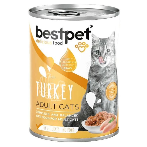 Bestpet Gravy Parça Hindi Etli Kedi Konservesi 400 Gr x 24 ADET ürün görseli 1
