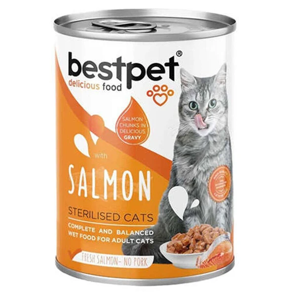 Bestpet Gravy Sterilised Parça Somonlu Kısırlaştırılmış Kedi Konservesi 400 Gr x 24 ADET ürün görseli 1