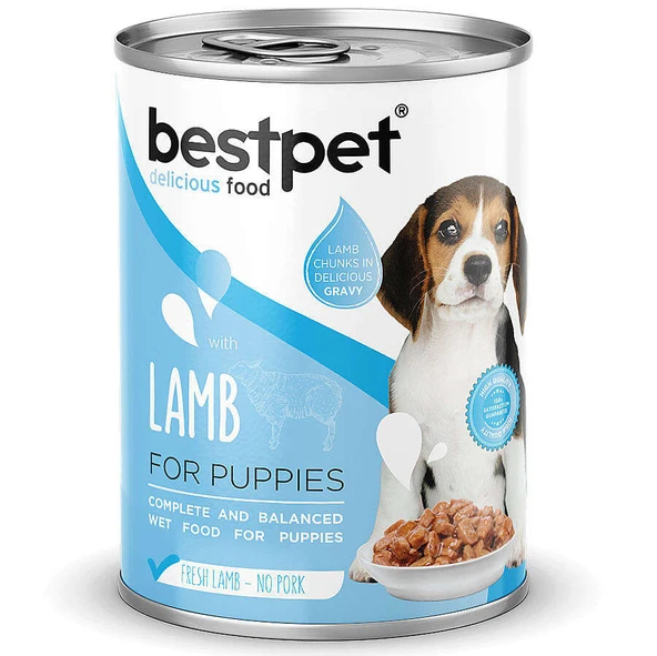 Bestpet Puppy Kuzu Etli Parça Etli ve Jöleli Yavru Köpek Konservesi 400 Gr x 24 ADET ürün görseli 1