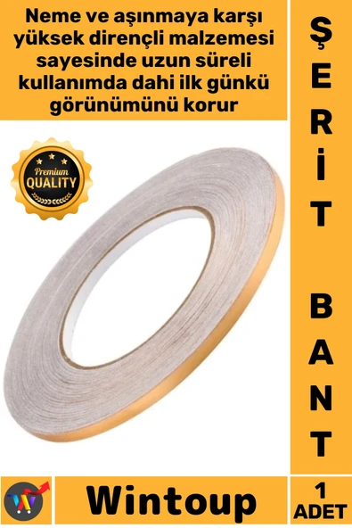 #Bant Dekoratif Yapışkanlı Duvar Karo Zemin Derz 05 Cm X 50 Metre Gold Fayans Arası Şerit Bant ürün görseli 1