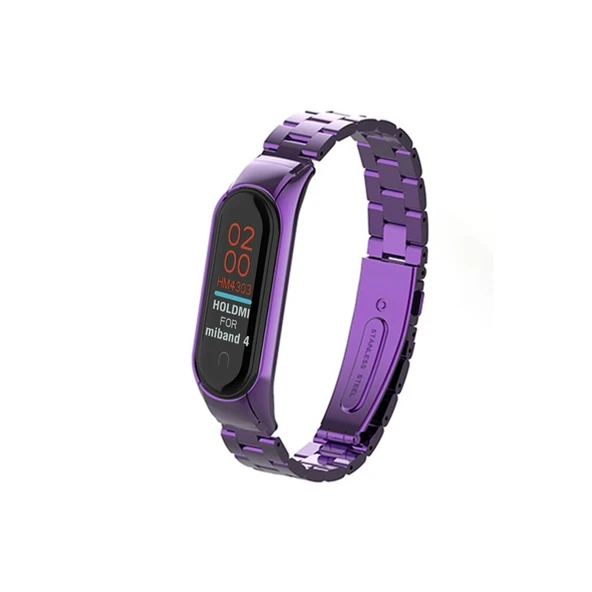 Mi Band 4 Metal Baklalı Kordon - Mor ürün görseli 1