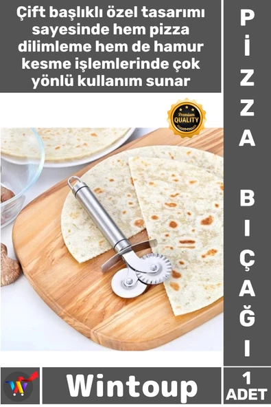 #Bıçak Paslanmaz Çelik Profesyonel Mutfak Kesici Hamur Kesim Aracı Çift Başlıklı Pizza Hamur Bıçağı ürün görseli 1