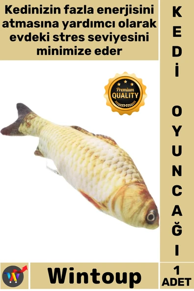 #KediOyuncağı Gerçekçi Dayanıklı Yumuşak Diş Kaşıyıcı İnteraktif Avcı Şık Peluş Balık Kedi Oyuncağı ürün görseli 1