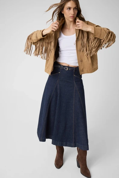 Guess Rayne Kadın Denim A Kesim Etek ürün görseli 1