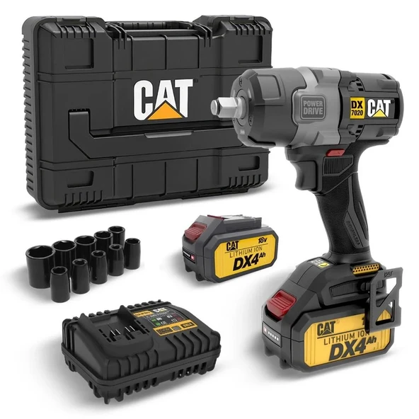 Cat Dx7020.1 18Volt 4.0 Ah Çift Akülü Kömürsüz 700/880Nm Profesyonel Şarjlı Somun Sıkma + 10 Adet Lokma Ucu ürün görseli 1
