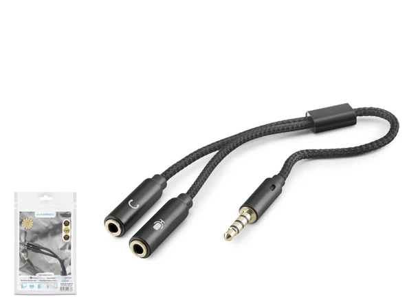 3.5Mm Mikrofon Ve Aux Ses Ayırıcı Adaptör Siyah HDX1083 ürün görseli 1