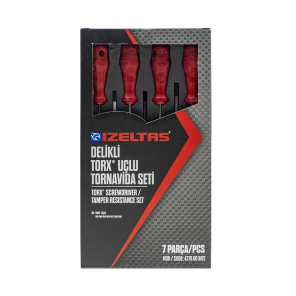 İzeltaş 4776008107 Delikli Torx Uçlu Tornavida Seti 7 Parça ürün görseli 1