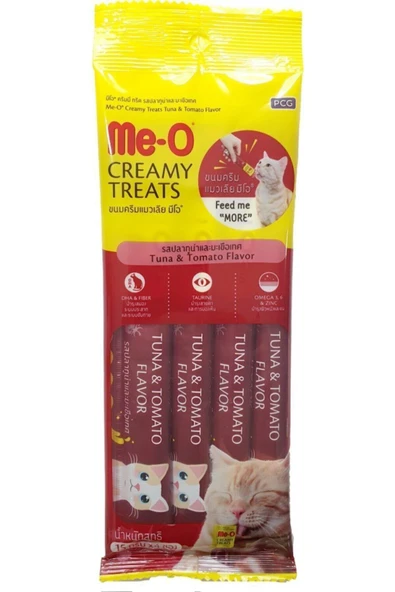 MEO TON BALIKLI VE DOMATESLİ KEDİ KREMA ÖDÜL MAMASI 4*15GR ürün görseli 1