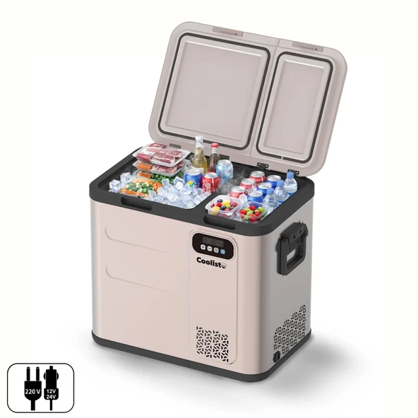 Coolist Clk60D 12/24V/220Volt 59 Litre Çift Bölmeli Kompresörlü Bluetooth Bağlantılı Oto Buzdolabı ürün görseli 1
