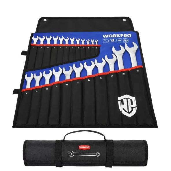 Workpro Wp202504 6-32Mm 23 Parça Cr-V Profesyonel Kombine Anahtar Takımı + Bez Taşıma Kılıfı ürün görseli 1
