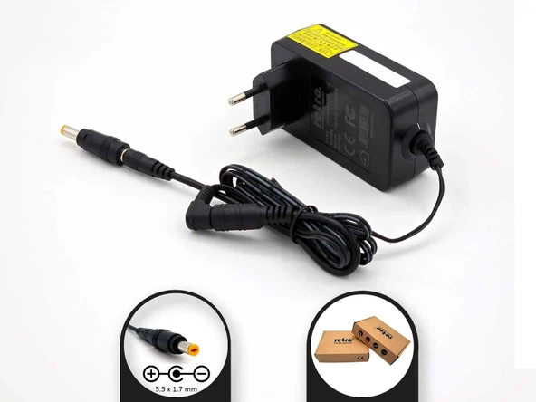 Casio 9V 1200mA (1.2A) 10.8W 5.5x1.7 mm İç Eksi (Ters Polarite) Adaptör RETRO ürün görseli 1