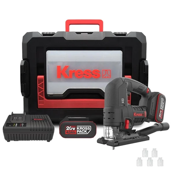 Kress Kue26 20Volt 4.0Ah Li-Ion Çift Akülü Profesyonel Kömürsüz Devir Ayarlı Şarjlı Dekupaj Testere ürün görseli 1
