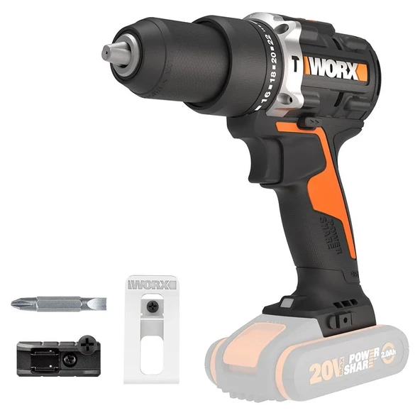 Worx Wx352.9 20Volt Kömürsüz Profesyonel Şarjlı Darbeli Matkap (Akü Dahil Değildir) ürün görseli 1