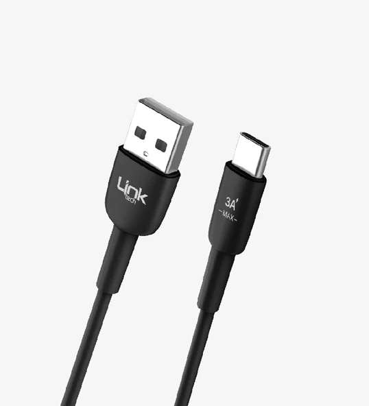 Linktech K602 Safe 3A Usb-A Tip-C Usb Şarj Kablosu Siyah ürün görseli 1