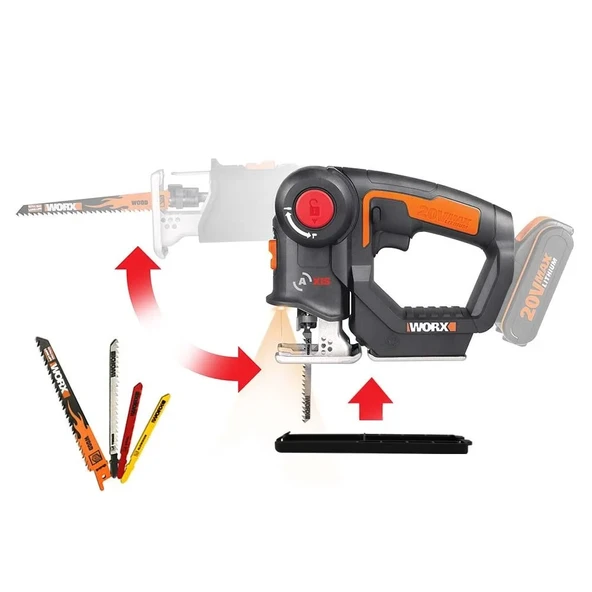 Worx Wx550.9 20Volt Profesyonel Dekupaj Tilki Kuyruğu Testere (Akü Dahil Değildir) ürün görseli 1