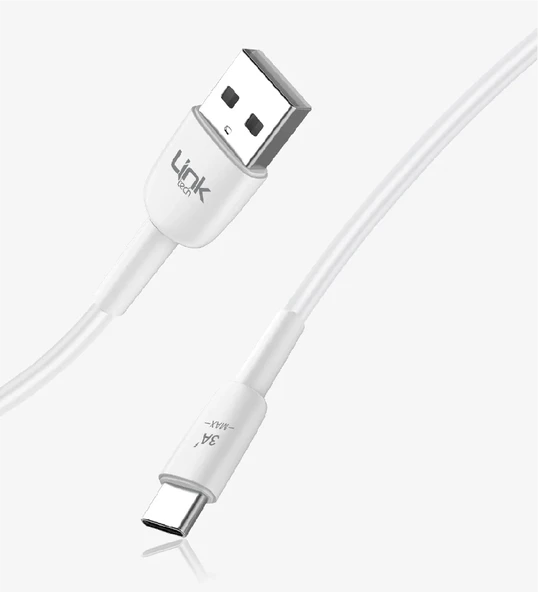 Linktech K602 Safe 3A Usb-A Tip-C Usb Şarj Kablosu Beyaz ürün görseli 1