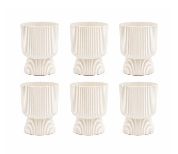 SO-LTSA02 Lotus Ayaklı Plastik Vazo Çiçek Saksı 5 Lt No: 2 Beyaz 6 Adet ürün görseli 1