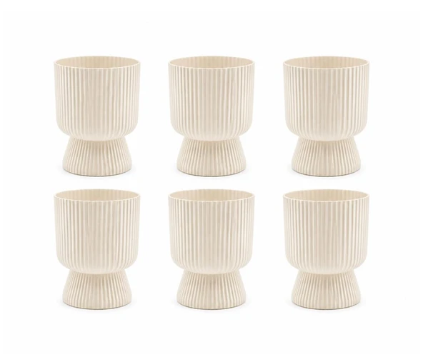 SO-LTSA02 Lotus Ayaklı Plastik Vazo Çiçek Saksı 5 Lt No: 2 Kum Beji 6 Adet ürün görseli 1