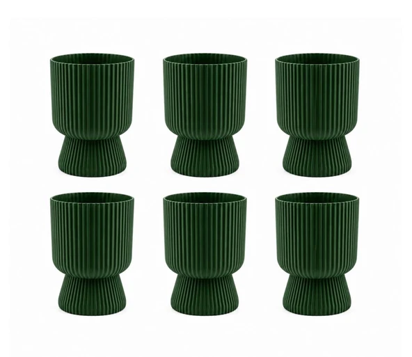 SO-LTSA02 Lotus Ayaklı Plastik Vazo Çiçek Saksı 5 Lt No: 2 Yeşil 6 Adet ürün görseli 1