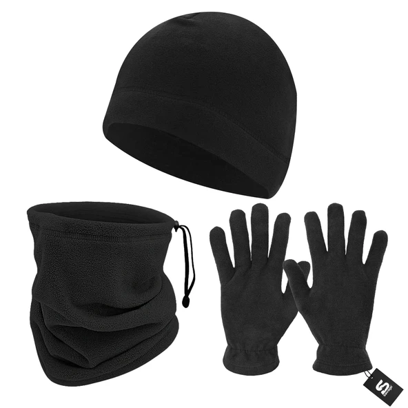 3'lü Kışlık Set Polar Bere, Eldiven, Boyunluk -  Warm - Siyah - (SBLN.008) ürün görseli 1