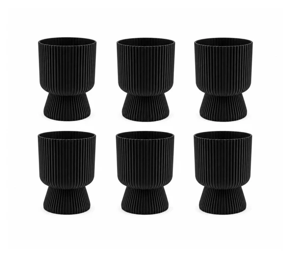 SO-LTSA02 Lotus Ayaklı Plastik Vazo Çiçek Saksı 5 Lt No: 2 Siyah 6 Adet ürün görseli 1