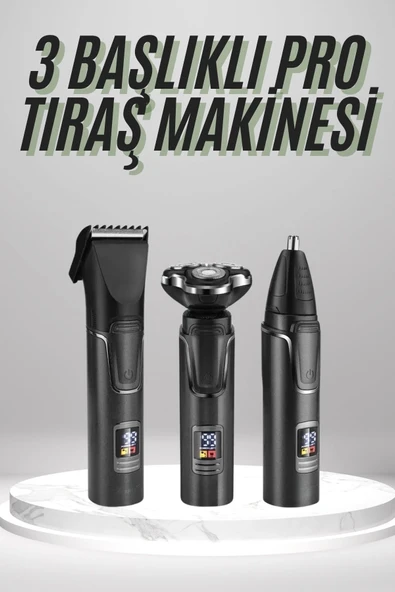 Nevamel Dijital Göstergeli 3 Başlıklı Tıraş Makinesi Islak Kuru Lazer Öncesi Günlük ürün görseli 1