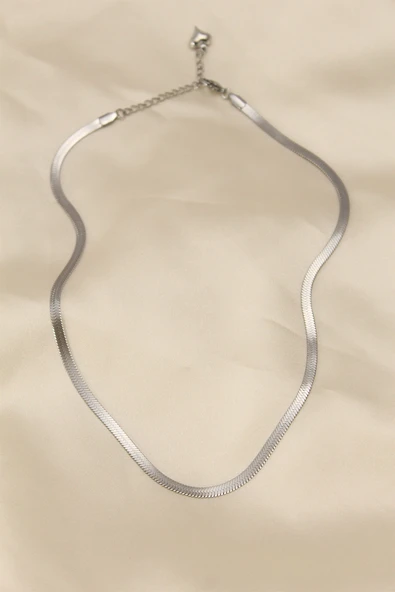 316L Çelik Silver Renk 45 cm İtalyan Zincir Model Kadın Kolye ürün görseli 1