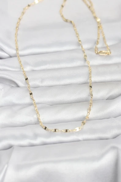 CM 14K Gold Renk Yassı Gemici Zincir Model 60 cm Kadın Kolye ürün görseli 1