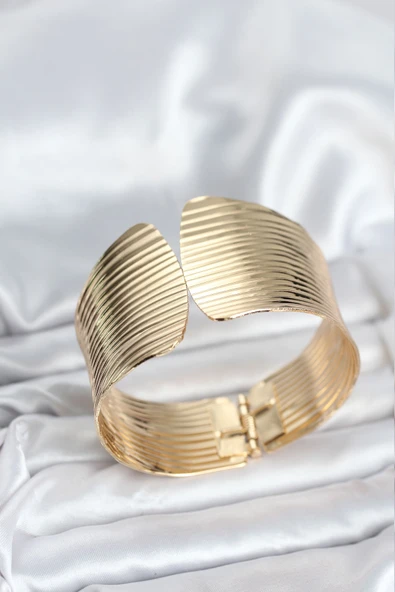 Pirinç Gold Renk Levha Model Kadın Bileklik ürün görseli 1
