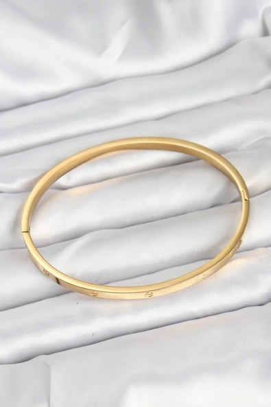 316L Çelik Gold Renk 65 mm İnce Kadın Kelepçe Bileklik ürün görseli 1
